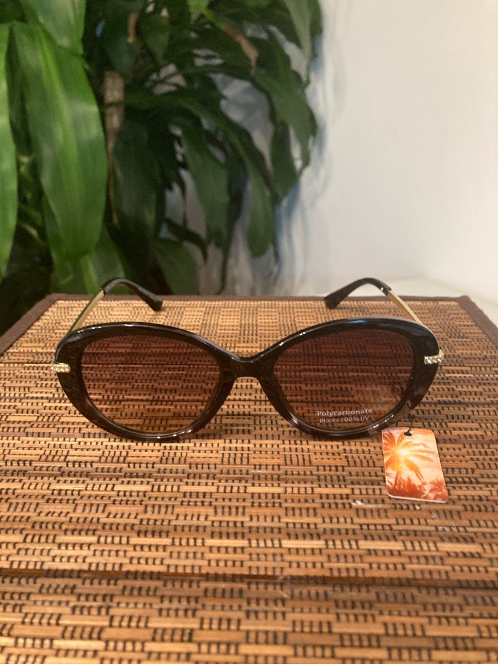 Oval Cat-Eye Crystal Accent Sunglasses (MP24197AP)